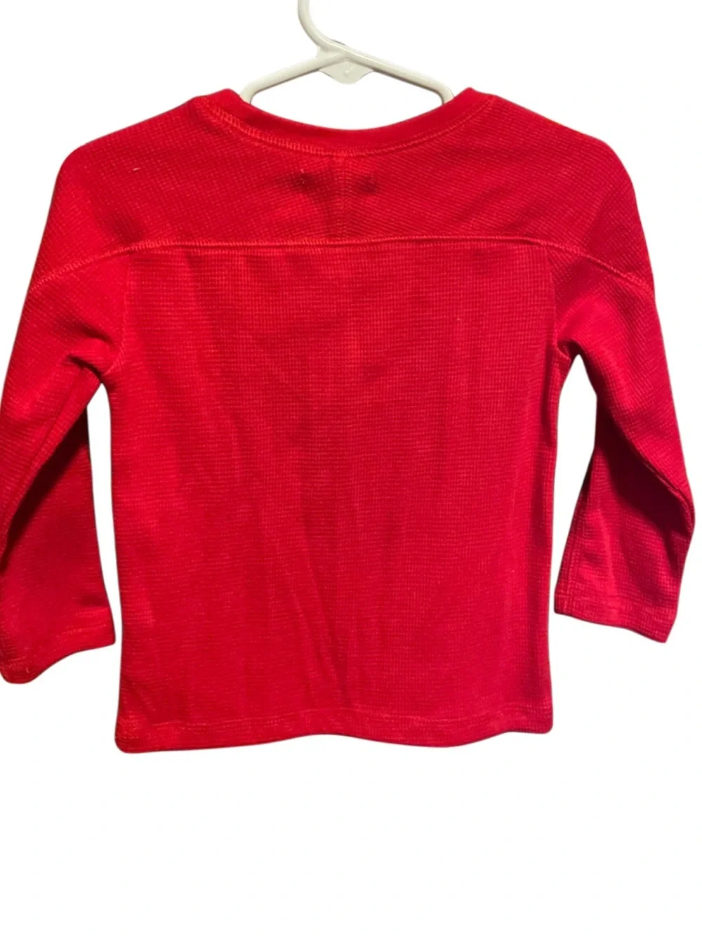 Ralph Lauren Red Long-Sleeve Waffle Thermal Tee with Blue Pony 18MO